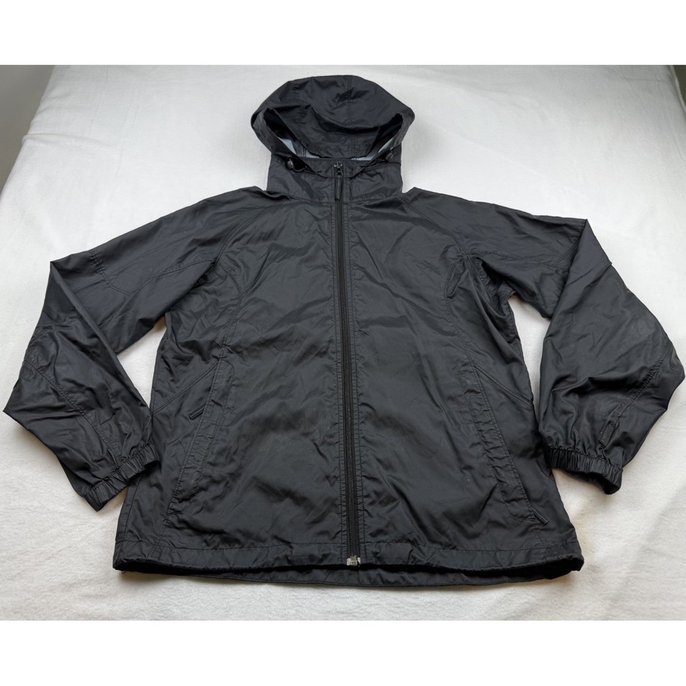 Columbia Womens Black Windbreaker Jacket Sz M Packable Lightweight Travel